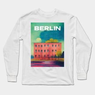 Lonely House in Berlin Travel Poster Retro Wall Art Illustration Long Sleeve T-Shirt